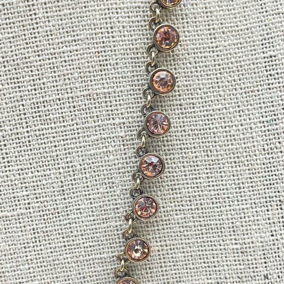 Jeweled Necklace Womens Gold Tone Pink Peach Jewels Lobster Claw Clasp 19 Inch - Picture 2 of 5